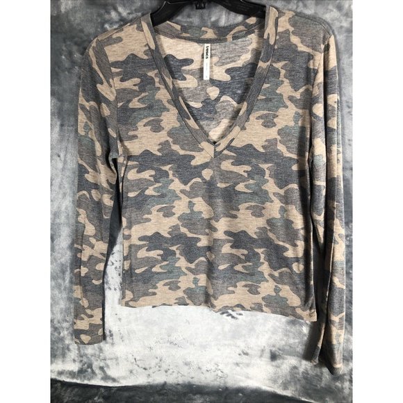 Tresics Top Camouflage Shirt Woman’s V-neck Long Sleeve Tee Shirt Adult Large - Picture 12 of 15